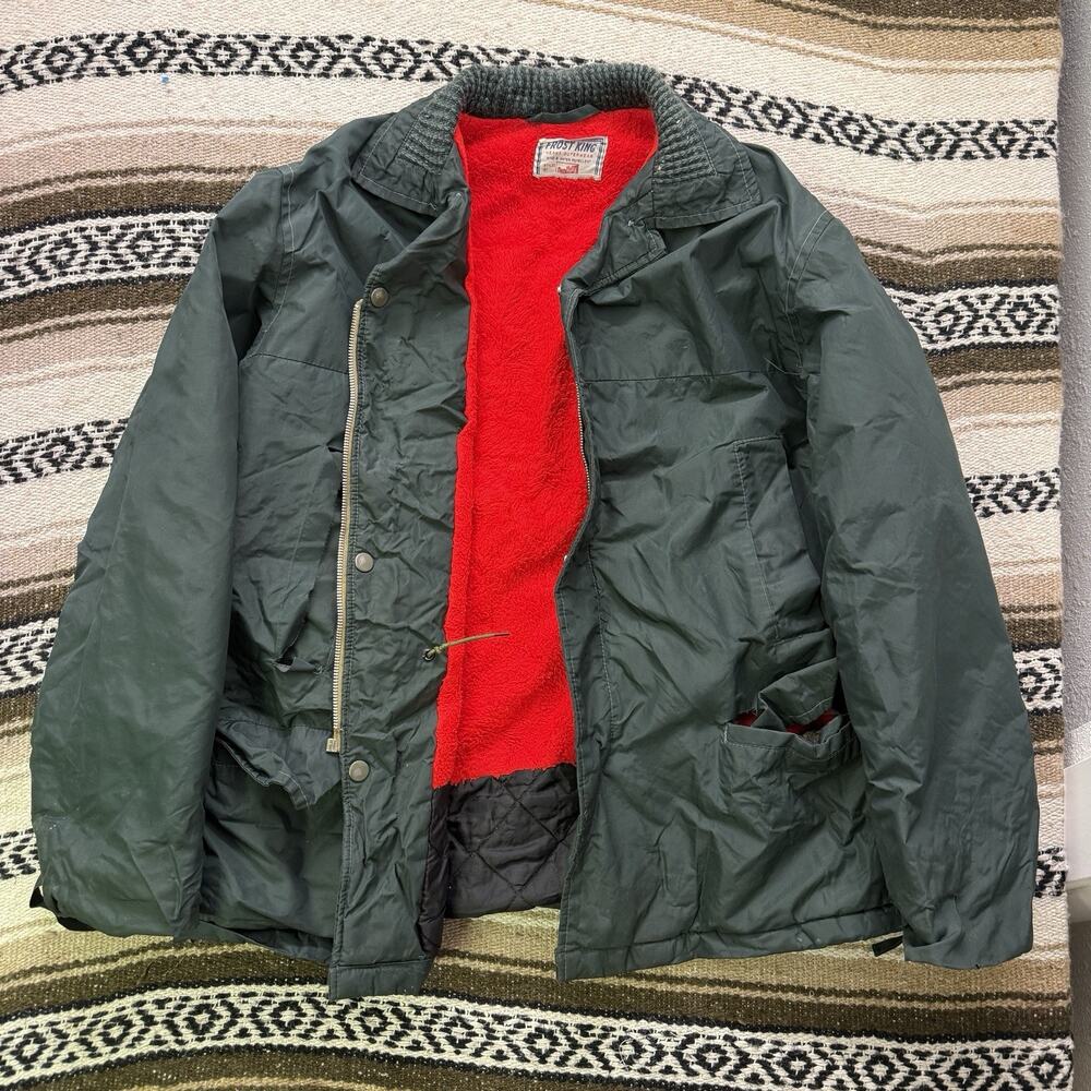 Men's Vintage 50's Frost King Forest Army Green Lined Windbreaker Jacket Sz M